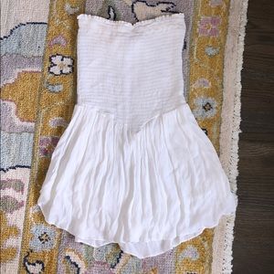 Blue Life White Strapless Romper